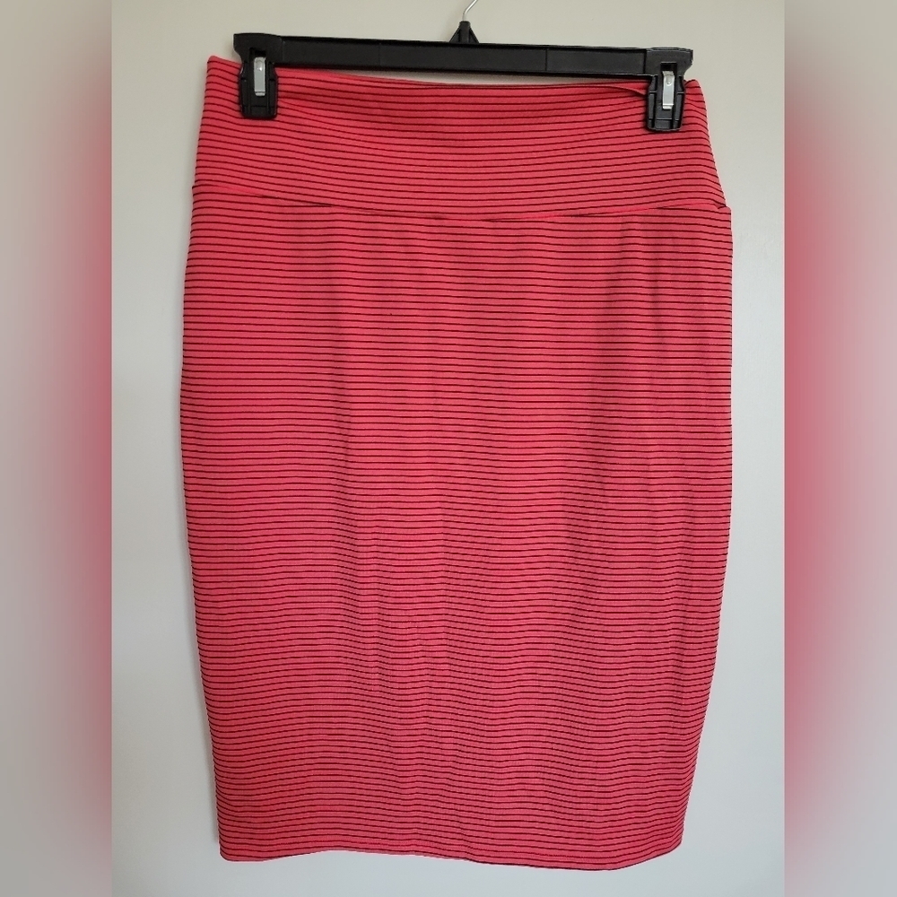 LuLaRoe Women's Red & Black Striped Stretchy Pencil Skirt Size XL